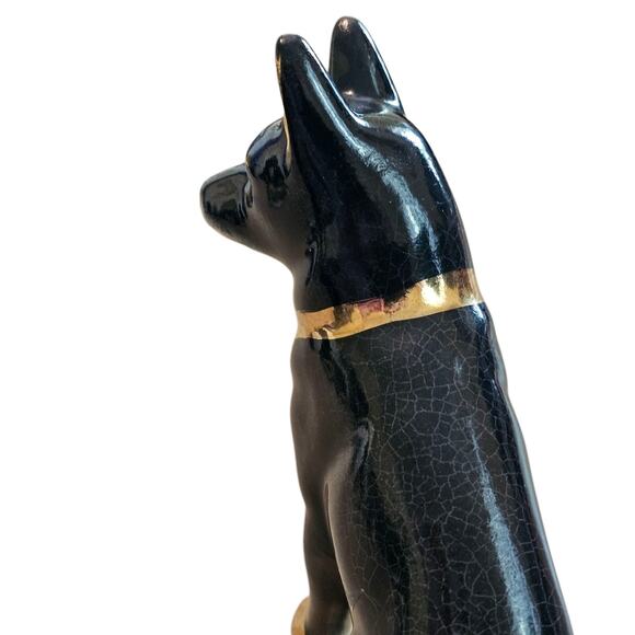 Vintage German Shepherd Figurine – 6" – Green, Brown & Gold Accents - Picture 6 of 8